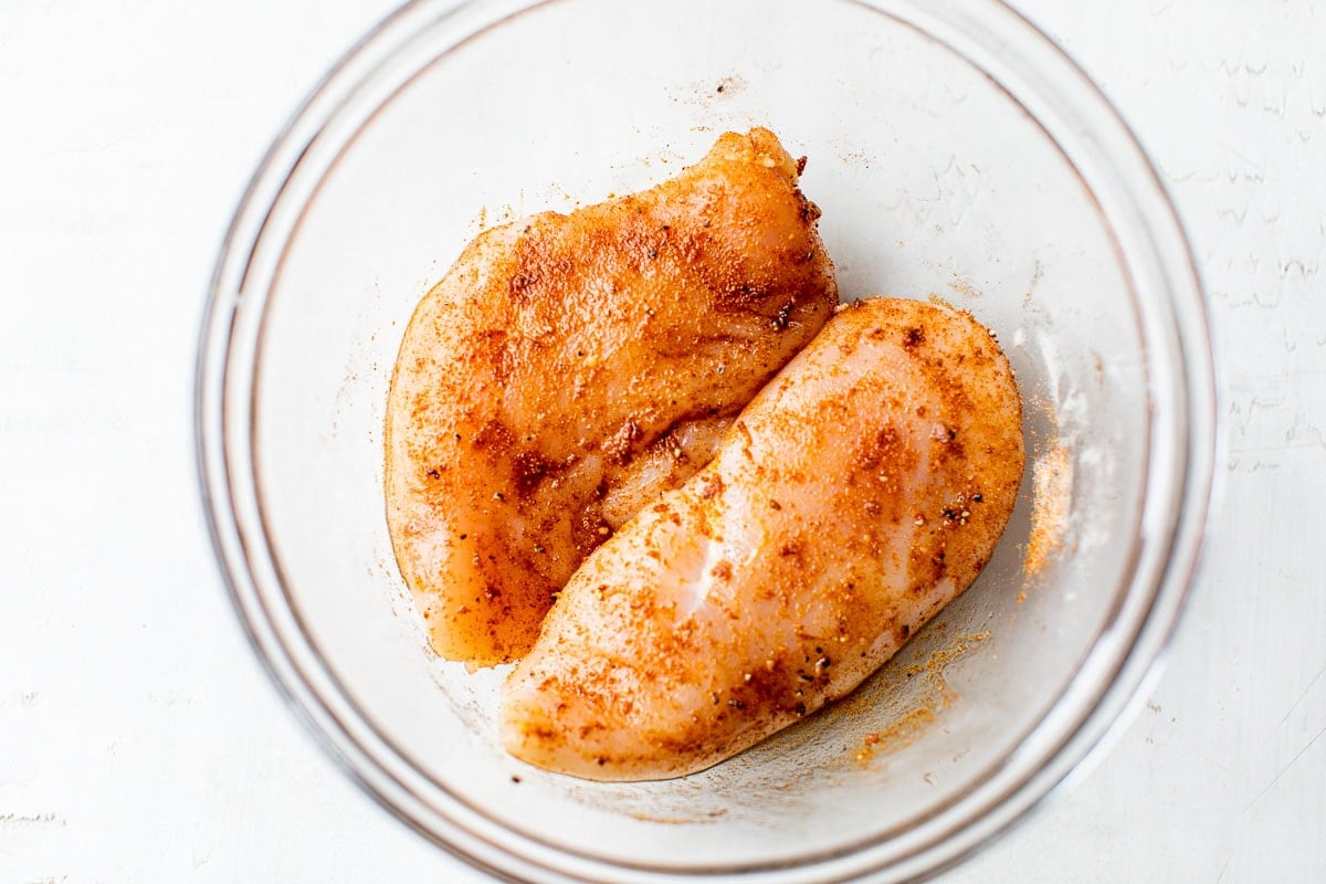 Two raw pieces of meat in a bowl