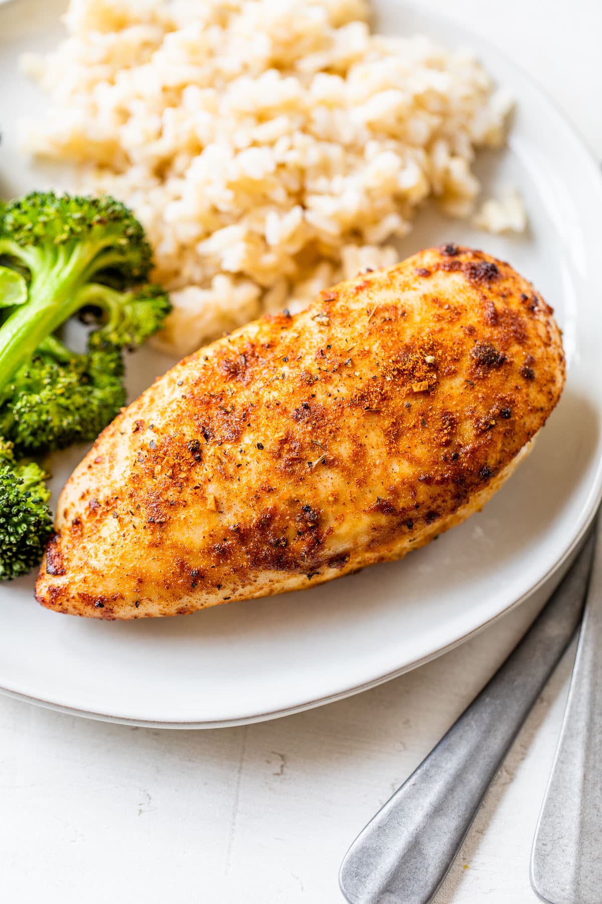 Healthy air fryer chicken breast on a plate