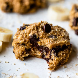 soft and chewy banana oatmeal cookie with a bite taken out
