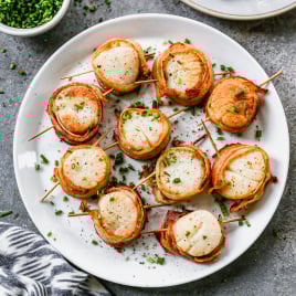 Plate of bacon wrapped scallops
