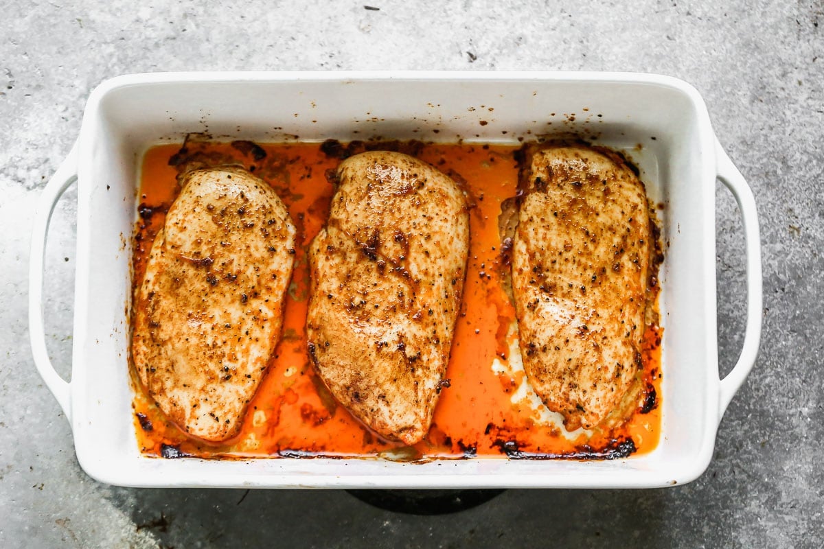 Three pieces of meat after being baked