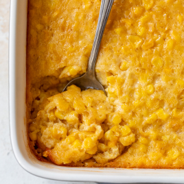 Corn pudding recipe in casserole dish