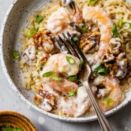 the best honey walnut shrimp recipe in a bowl