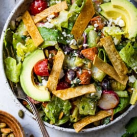Overhead view of Mexican salad in bowl