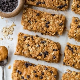 Peanut butter protein bars with chocolate chips
