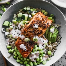 salmon rice bowl