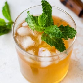 Whiskey smash cocktail in highball glass