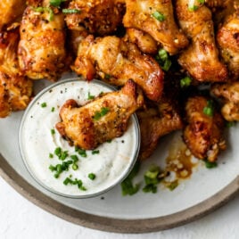 Sticky Honey Garlic Chicken Wings on a plate