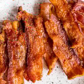 a plate of crispy air fryer bacon
