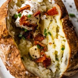 air fryer baked potato loaded with toppings