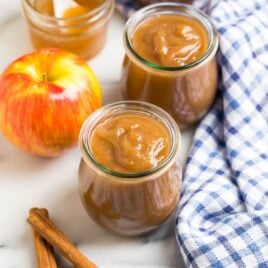 Easy No Peel Crockpot Applesauce in jars
