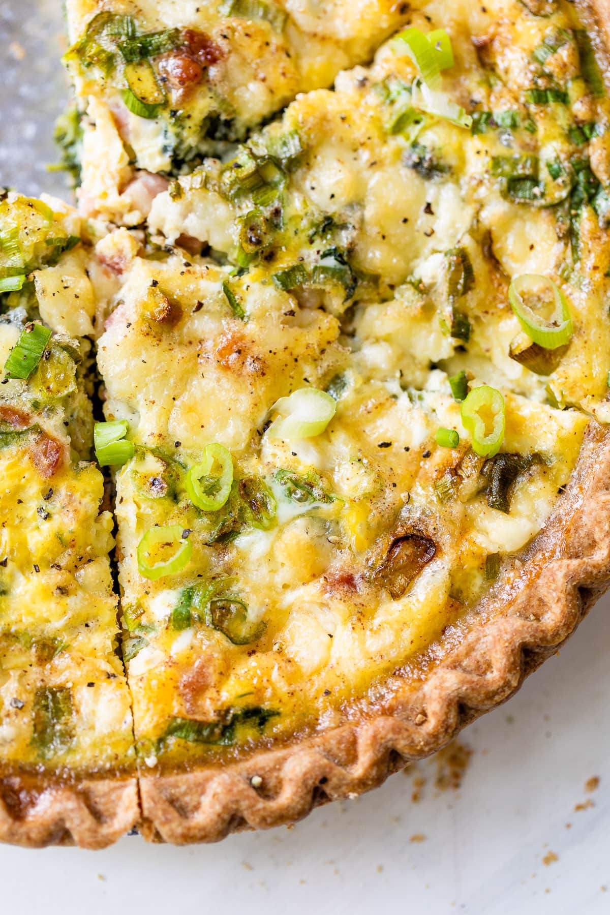 a delicious and simple quiche recipe cut into slices