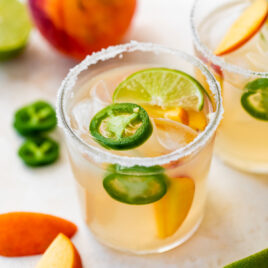 Fizzy Peach Jalapeno Margaritas