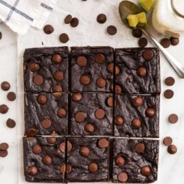 Avocado brownies sliced into nine pieces