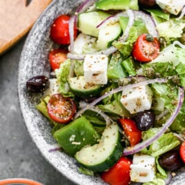 Healthy Greek salad in a bowl