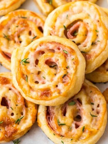 Ham and cheese pinwheels stacked