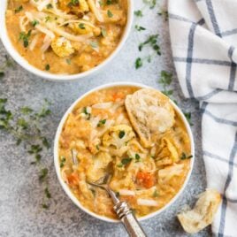 Two bowls of cauliflower chowder
