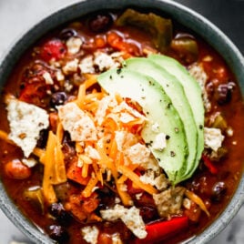 A bowl of hearty vegetarian chili