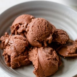 Bowl of chocolate protein ice cream