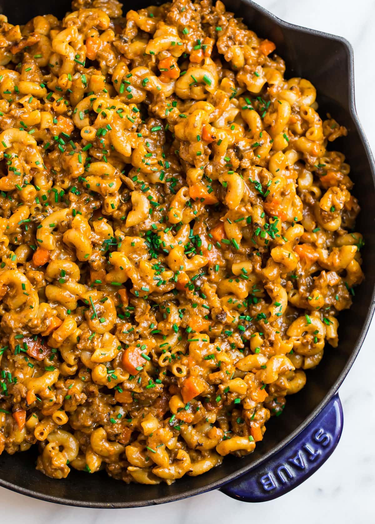 Gather around the table for a warm bowl of this Homemade Hamburger Helper! It has all the classic flavors you love, but it's packed with nutritious ingredients! Homemade hamburger helper in a skillet