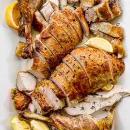 carved turkey on a platter