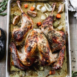 perfect spatchcocked turkey on a pan