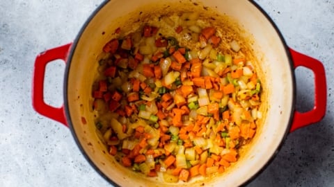 kale soup with meat and vegetables