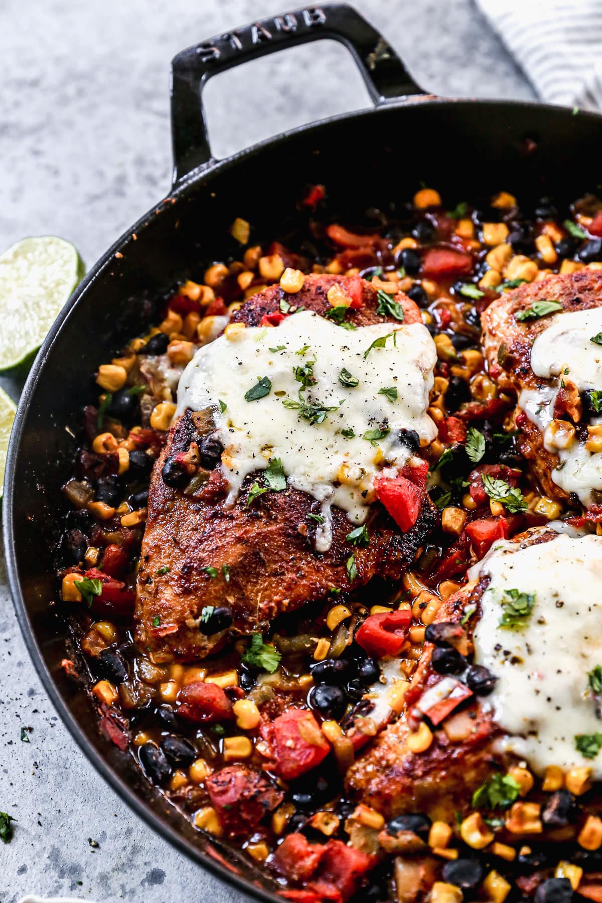Cowboy chicken in a skillet