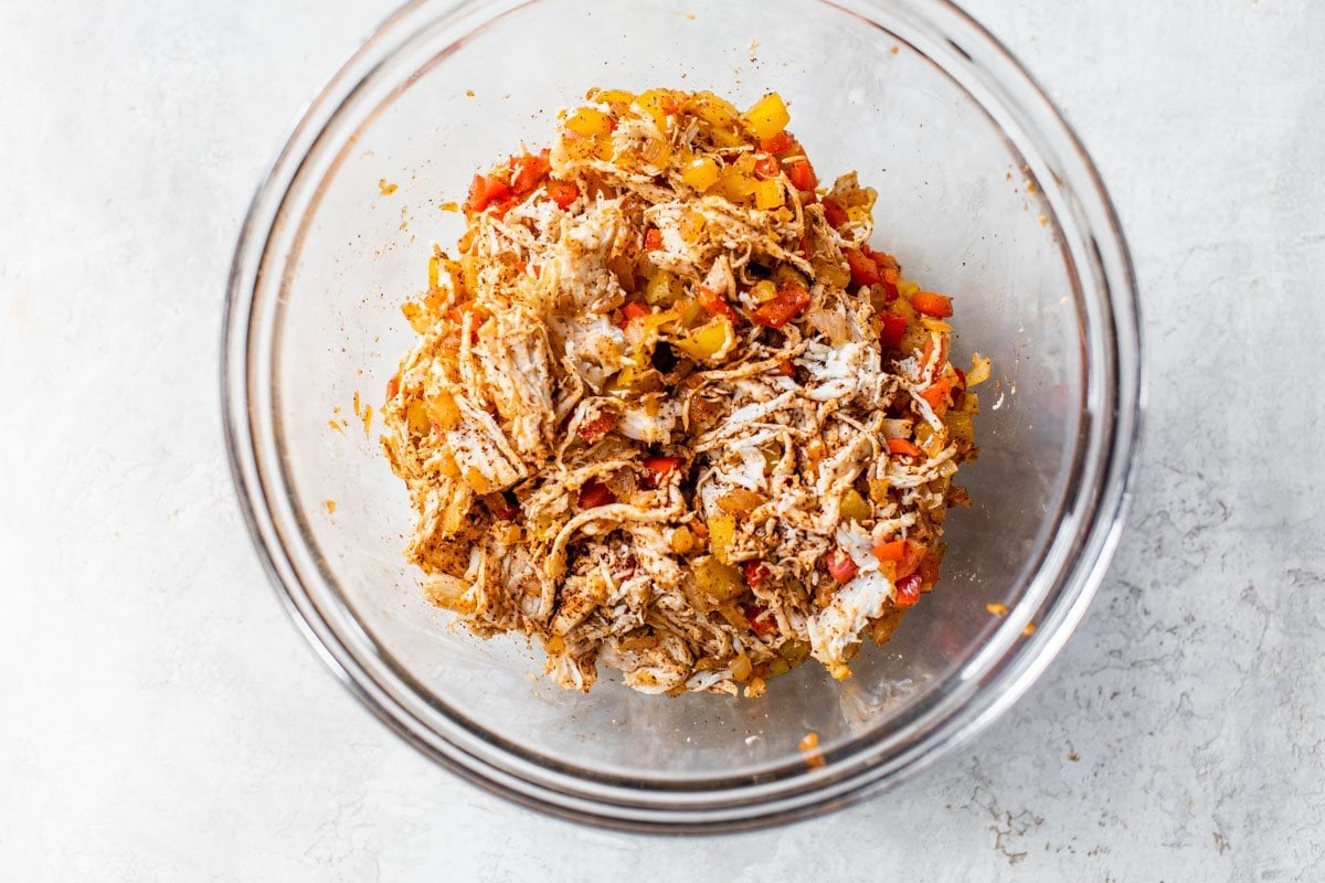 A chicken and vegetable mixture in a bowl
