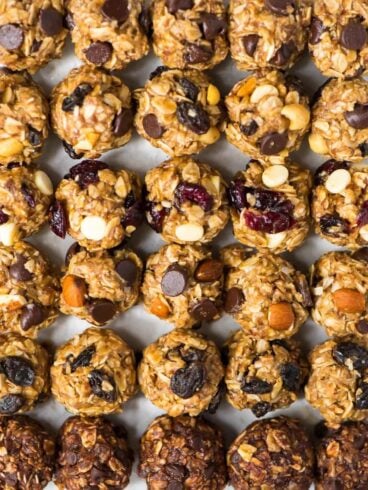 sheet pan full of no bake energy balls