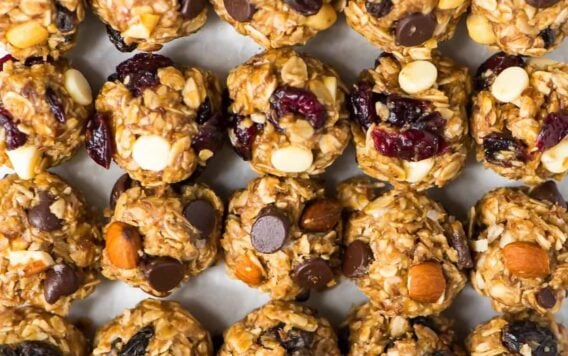 sheet pan full of no bake energy balls