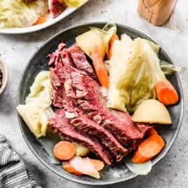 classic corned beef and cabbage on a plate