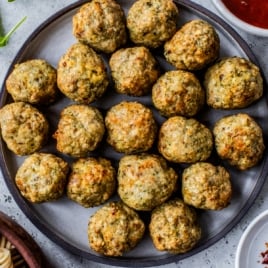 a plate of juicy air fryer meatballs