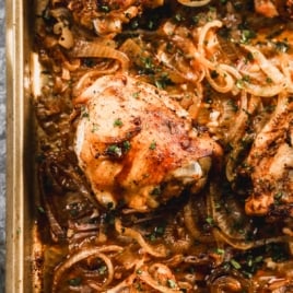 oven baked chicken thighs, golden and crispy skin