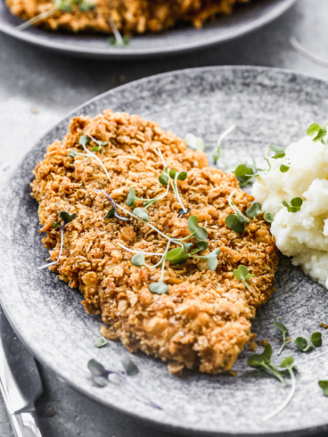 Oven Fried Chicken. Crispy buttermilk chicken that tastes fried but is baked! Healthy and delicious