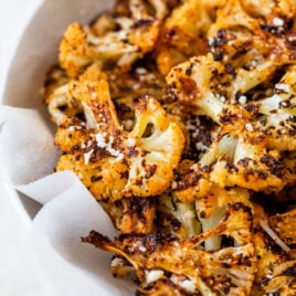 Roasted cauliflower in a bowl