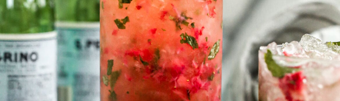 fresh strawberry mojito with mint in glasses