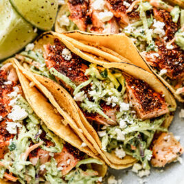 Salmon tacos on a plate