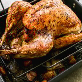 roast turkey on a pan